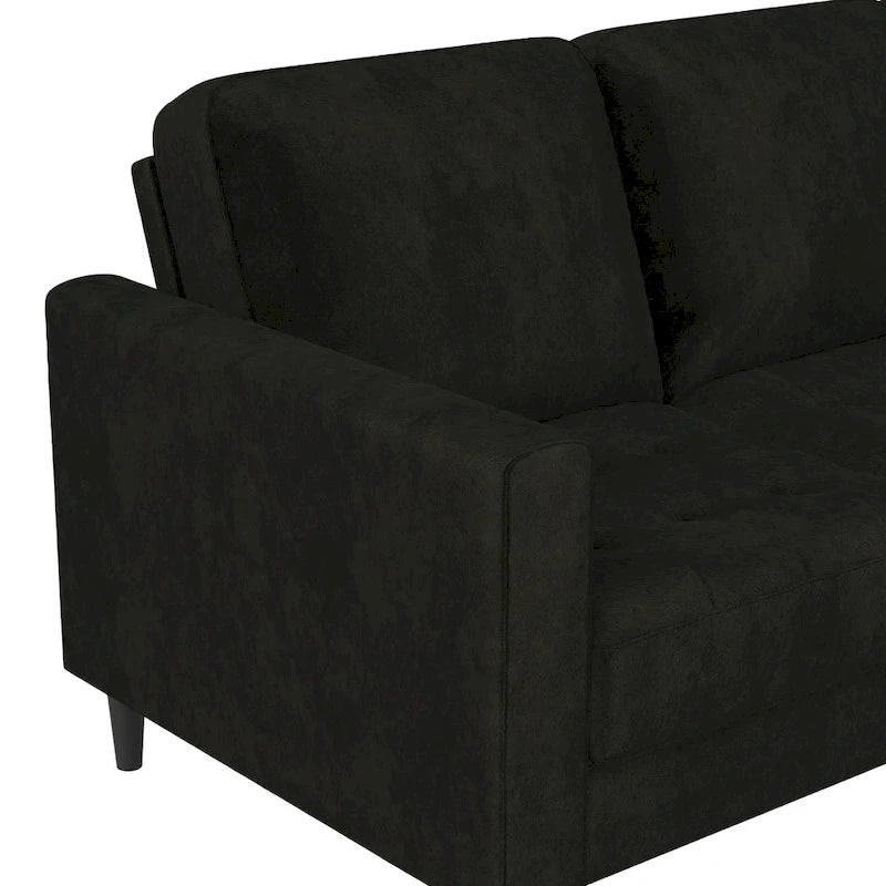 Divano componibile reversibile bicolore grigio chiaro/velluto nero, 2 posti con chaise longue mobile