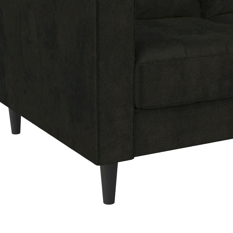 Divano componibile reversibile bicolore grigio chiaro/velluto nero, 2 posti con chaise longue mobile