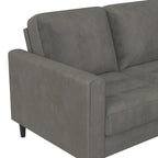 Divano componibile reversibile bicolore grigio chiaro/velluto nero, 2 posti con chaise longue mobile