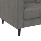 Divano componibile reversibile bicolore grigio chiaro/velluto nero, 2 posti con chaise longue mobile