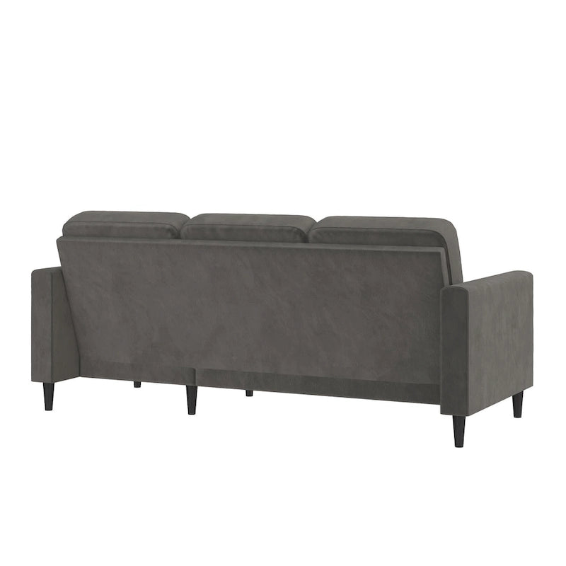 Divano componibile reversibile bicolore grigio chiaro/velluto nero, 2 posti con chaise longue mobile