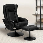 Poltrona reclinabile massaggiante in LeatherSoft nera/marrone con poggiapiedi, singola