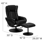 Poltrona reclinabile massaggiante in LeatherSoft nera/marrone con poggiapiedi, singola