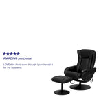 Poltrona reclinabile massaggiante in LeatherSoft nera/marrone con poggiapiedi, singola