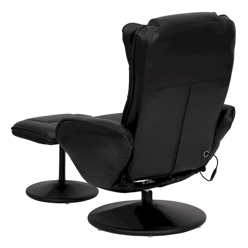 Poltrona reclinabile massaggiante in LeatherSoft nera/marrone con poggiapiedi, singola