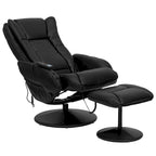 Poltrona reclinabile massaggiante in LeatherSoft nera/marrone con poggiapiedi, singola