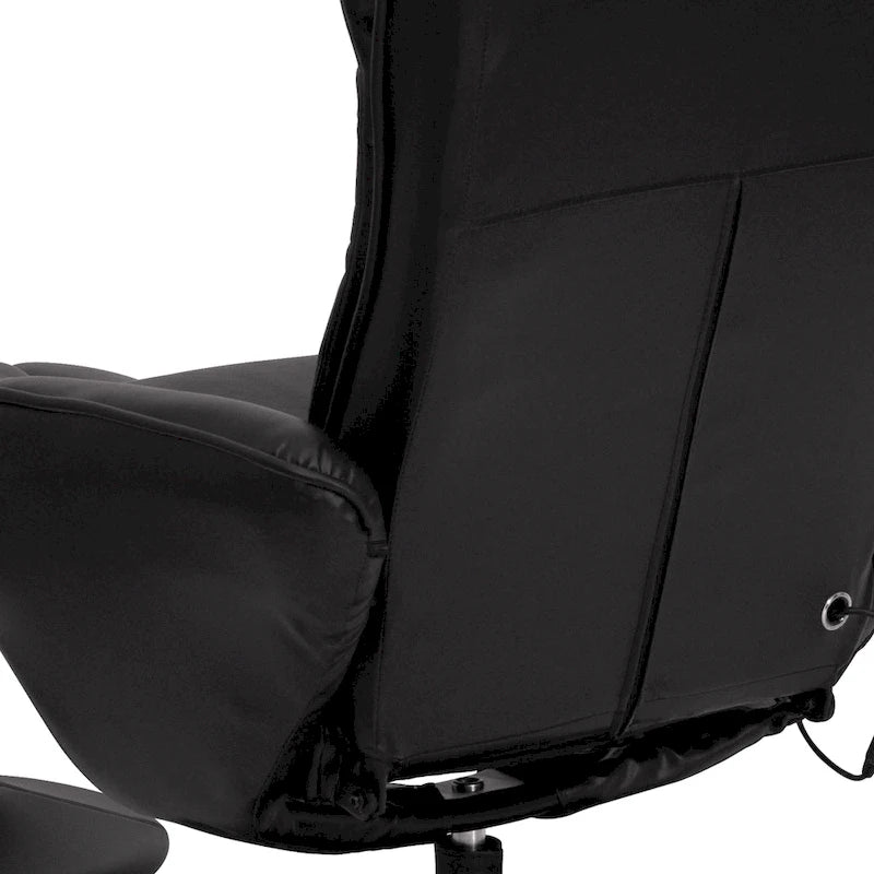 Poltrona reclinabile massaggiante in LeatherSoft nera/marrone con poggiapiedi, singola