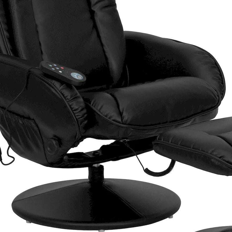 Poltrona reclinabile massaggiante in LeatherSoft nera/marrone con poggiapiedi, singola