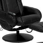 Poltrona reclinabile massaggiante in LeatherSoft nera/marrone con poggiapiedi, singola