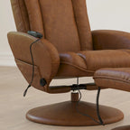 Poltrona reclinabile massaggiante in LeatherSoft nera/marrone con poggiapiedi, singola
