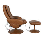 Poltrona reclinabile massaggiante in LeatherSoft nera/marrone con poggiapiedi, singola