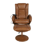 Poltrona reclinabile massaggiante in LeatherSoft nera/marrone con poggiapiedi, singola