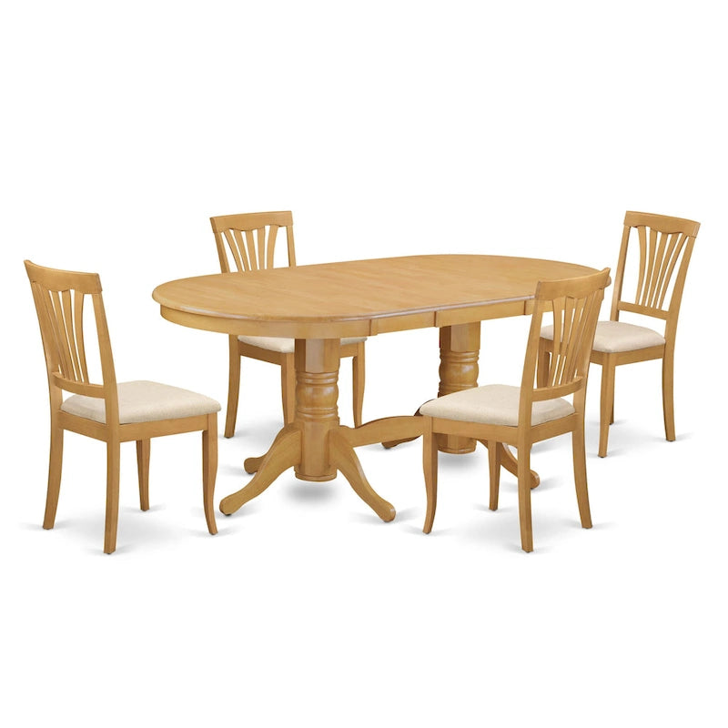 Set da pranzo ovale in rovere per 4-8 persone, 2 opzioni di stile per le sedie