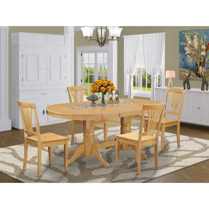 Set da pranzo ovale in rovere per 4-8 persone, 2 opzioni di stile per le sedie