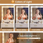 Toeletta Trucco con Specchio Illuminato, Armadietto RGB e Cassetti, Singola, Bianco/Nero