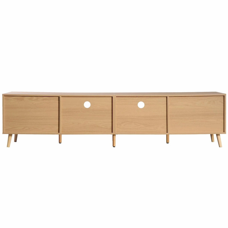 Mobile TV in Rattan Naturale, 2 Ante, Adatto per TV fino a 85"