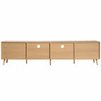 Mobile TV in Rattan Naturale, 2 Ante, Adatto per TV fino a 85"