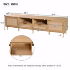 Mobile TV in Rattan Naturale, 2 Ante, Adatto per TV fino a 85"