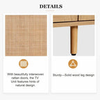 Mobile TV in Rattan Naturale, 2 Ante, Adatto per TV fino a 85"