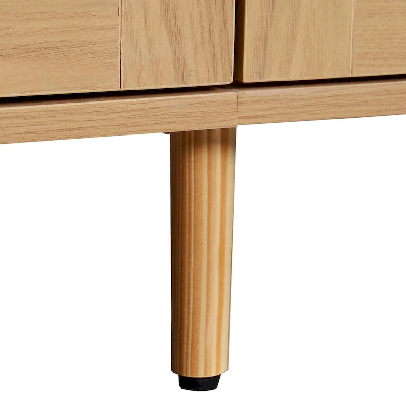 Mobile TV in Rattan Naturale, 2 Ante, Adatto per TV fino a 85"