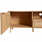 Mobile TV in Rattan Naturale, 2 Ante, Adatto per TV fino a 85"