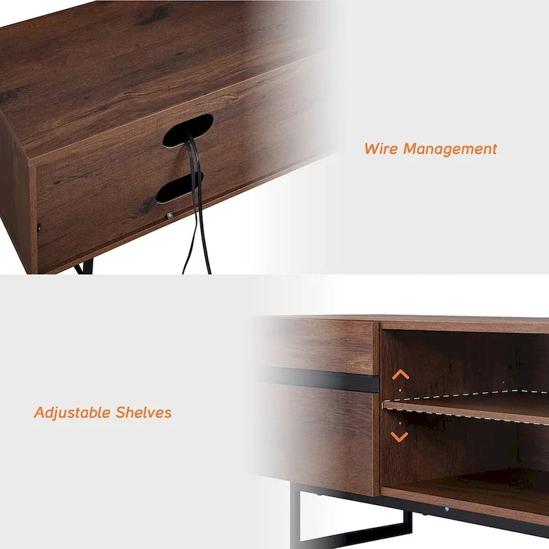 Mobile TV con luci LED, stile industriale, adatto per TV fino a 55"