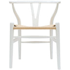 Sedia da pranzo Y-Back nera/arancione, sedile in corda di carta intrecciata, legno massello, singola
