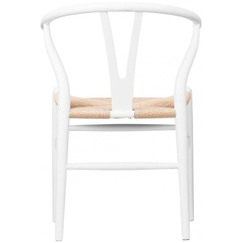 Sedia da pranzo Y-Back nera/arancione, sedile in corda di carta intrecciata, legno massello, singola