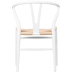 Sedia da pranzo Y-Back nera/arancione, sedile in corda di carta intrecciata, legno massello, singola