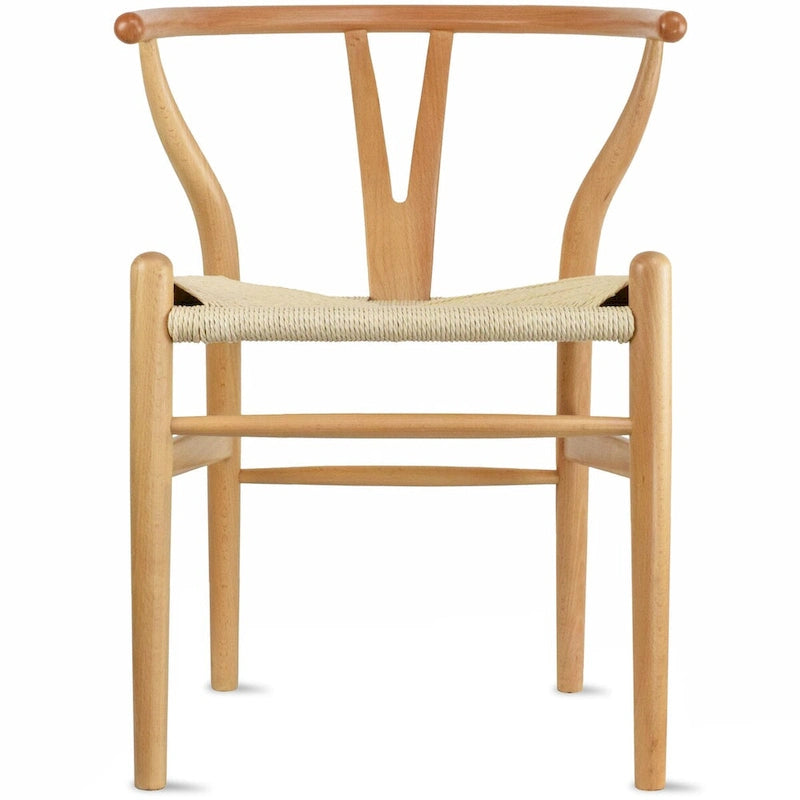 Sedia da pranzo Y-Back nera/arancione, sedile in corda di carta intrecciata, legno massello, singola