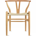 Sedia da pranzo Y-Back nera/arancione, sedile in corda di carta intrecciata, legno massello, singola
