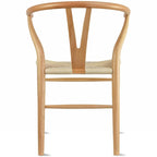 Sedia da pranzo Y-Back nera/arancione, sedile in corda di carta intrecciata, legno massello, singola
