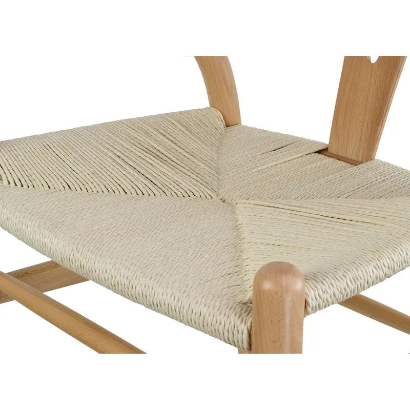 Sedia da pranzo Y-Back nera/arancione, sedile in corda di carta intrecciata, legno massello, singola
