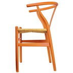 Sedia da pranzo Y-Back nera/arancione, sedile in corda di carta intrecciata, legno massello, singola