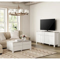 Mobile TV con piano in pietra bianco e grigio + tavolino da caffè, set di 2, stile moderno