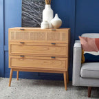 Cassettiera in rattan a 3 cassetti stile Mid-Century Naturale