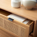 Cassettiera in rattan a 3 cassetti stile Mid-Century Naturale