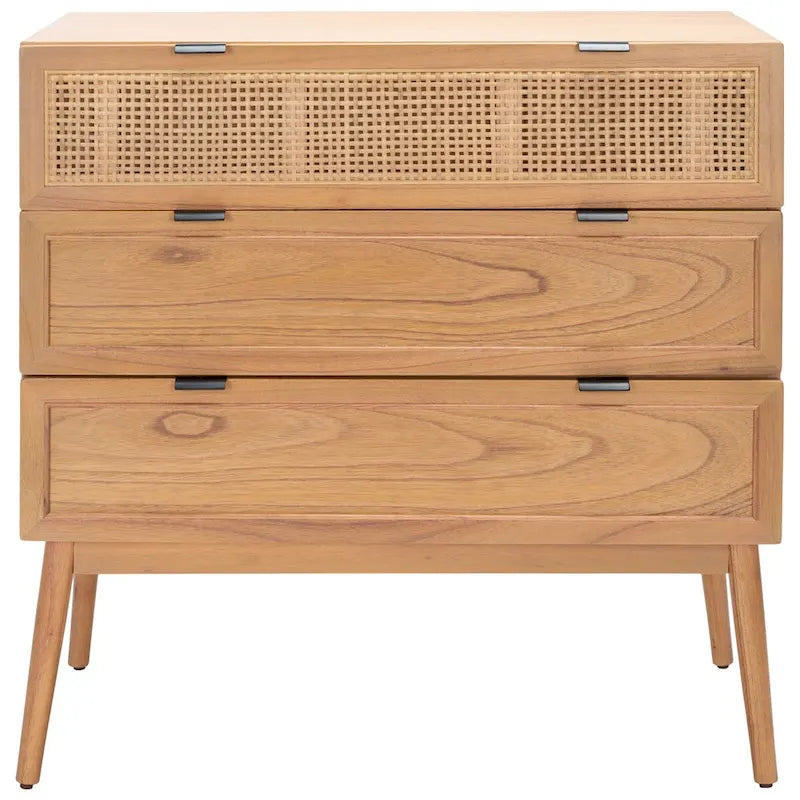 Cassettiera in rattan a 3 cassetti stile Mid-Century Naturale