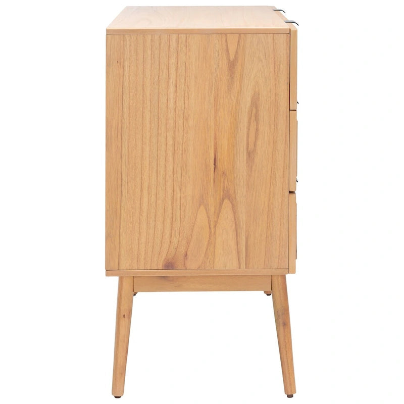 Cassettiera in rattan a 3 cassetti stile Mid-Century Naturale
