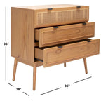 Cassettiera in rattan a 3 cassetti stile Mid-Century Naturale