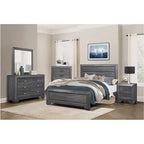 Set camera da letto moderno grigio con pannelli, 3 pezzi, Queen/Full/Twin