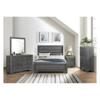 Set camera da letto moderno grigio con pannelli, 3 pezzi, Queen/Full/Twin