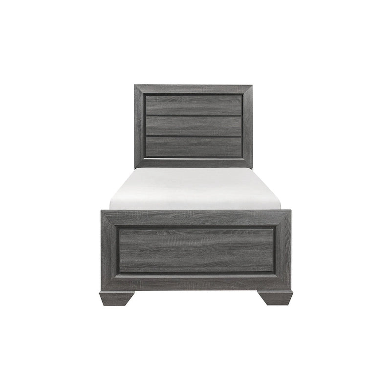 Set camera da letto moderno grigio con pannelli, 3 pezzi, Queen/Full/Twin
