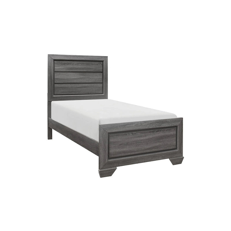 Set camera da letto moderno grigio con pannelli, 3 pezzi, Queen/Full/Twin