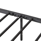 Struttura letto a piattaforma in metallo nero, dimensioni full size, testiera e pediera vintage, 1-2 persone