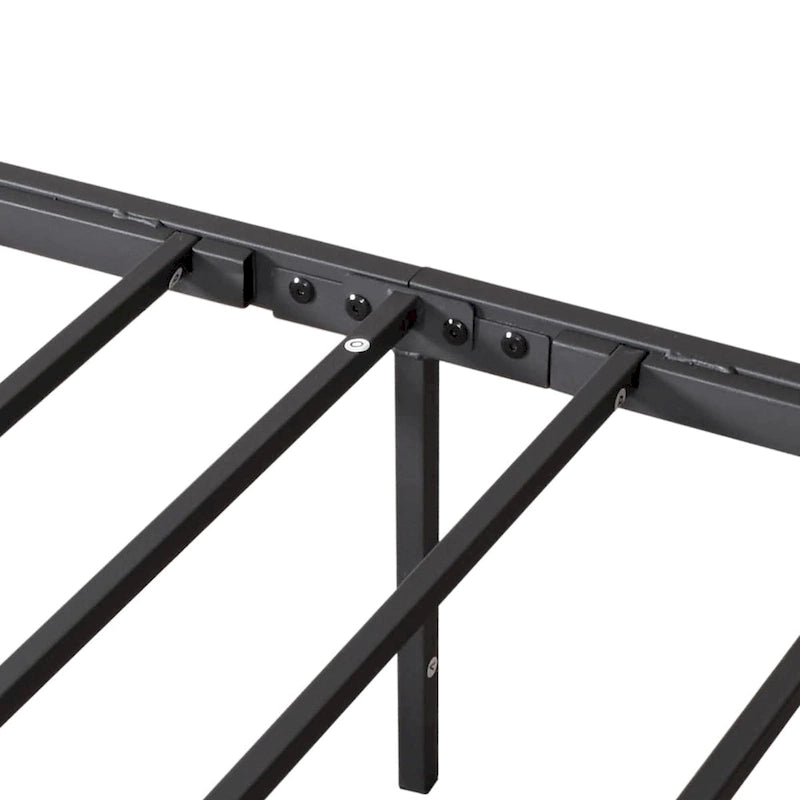 Struttura letto a piattaforma in metallo nero, dimensioni full size, testiera e pediera vintage, 1-2 persone