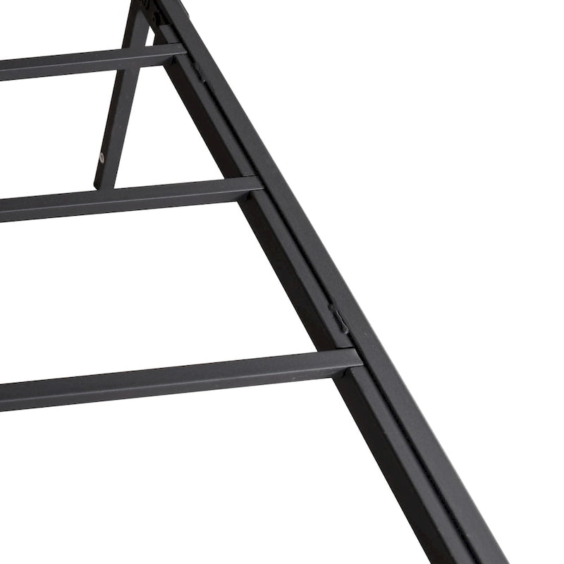 Struttura letto a piattaforma in metallo nero, dimensioni full size, testiera e pediera vintage, 1-2 persone