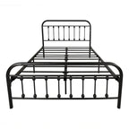 Struttura letto a piattaforma in metallo nero, dimensioni full size, testiera e pediera vintage, 1-2 persone