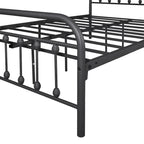 Struttura letto a piattaforma in metallo nero, dimensioni full size, testiera e pediera vintage, 1-2 persone