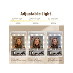 Tavolo da Trucco con Specchio Illuminato, Grigio/Marrone/Bianco, 1 Posto